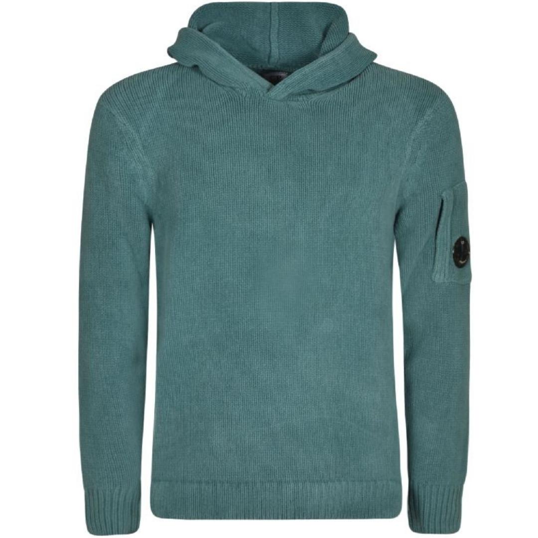 C.P. Company Chenille Shaded Spruce Cotton Pullover Hooded Jumper - XKX LONDON