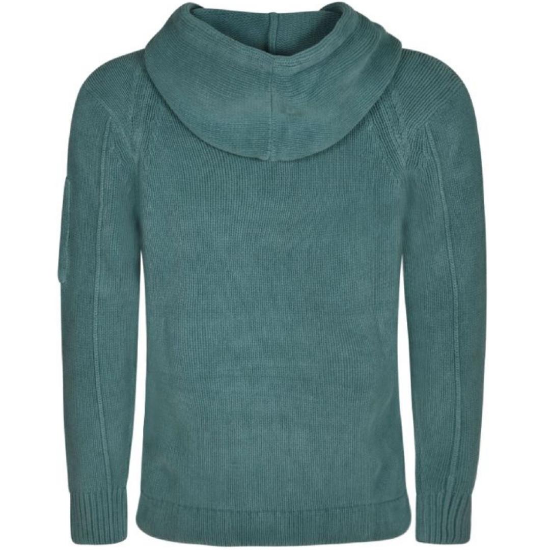 C.P. Company Chenille Shaded Spruce Cotton Pullover Hooded Jumper - XKX LONDON
