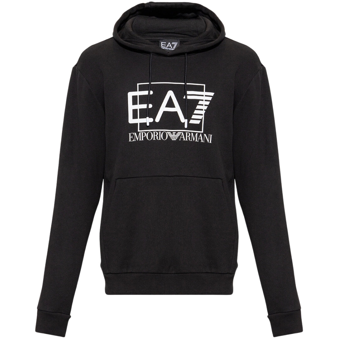 EA7 Printed Box Logo Black Hoodie