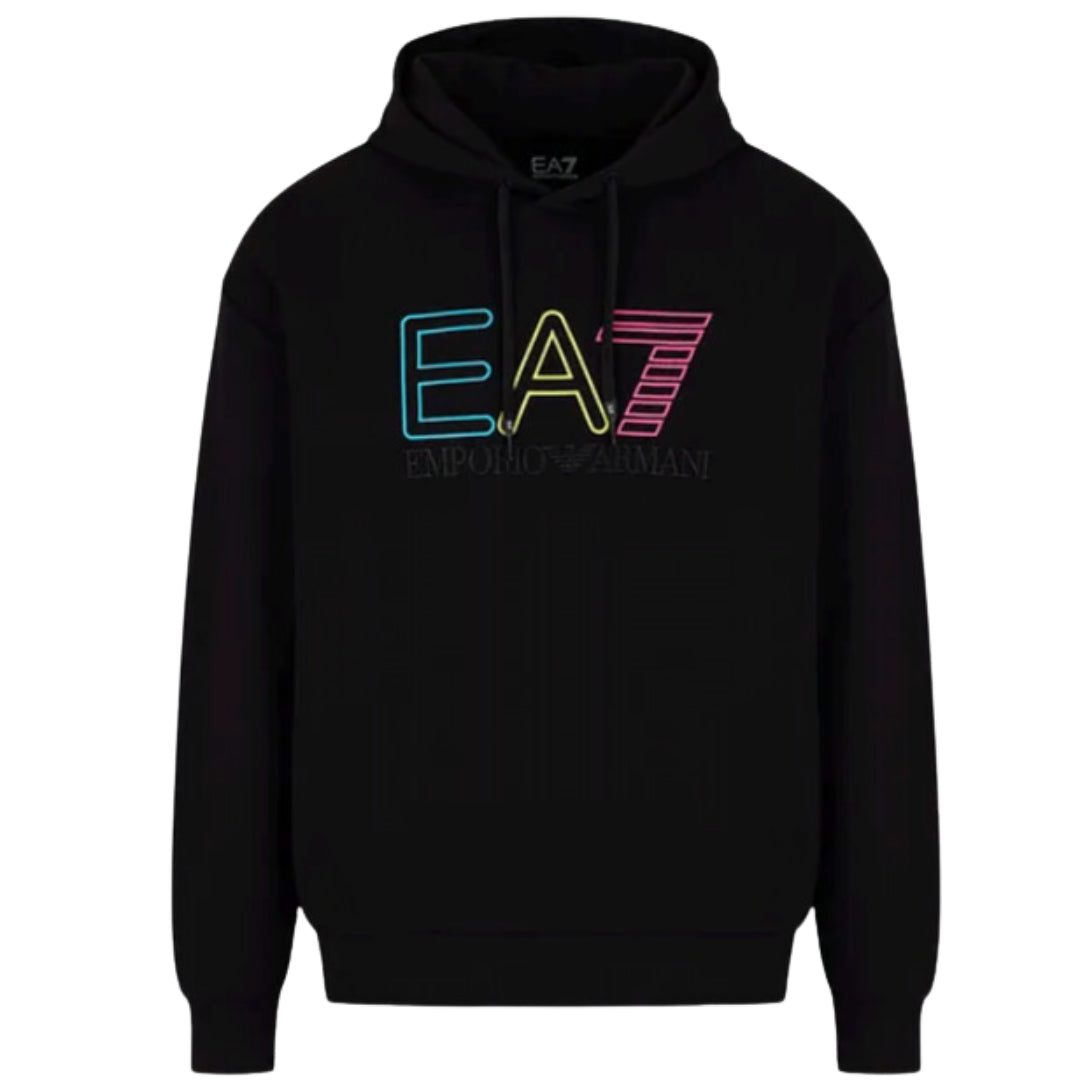 EA7 Multi-coloured Brand Logo Black Hoodie