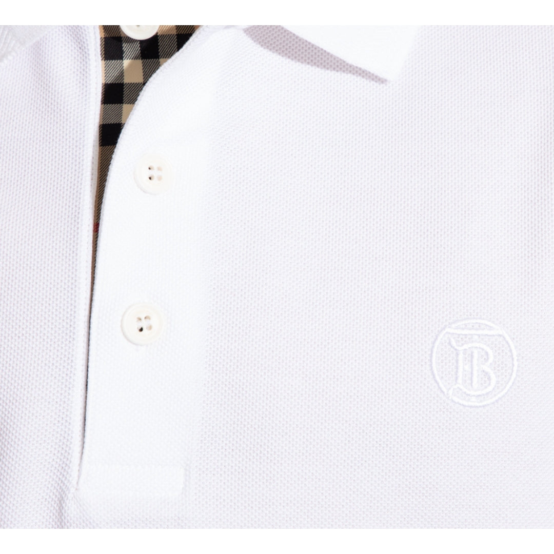 Burberry Branded Circle Logo White Polo Shirt - XKX LONDON