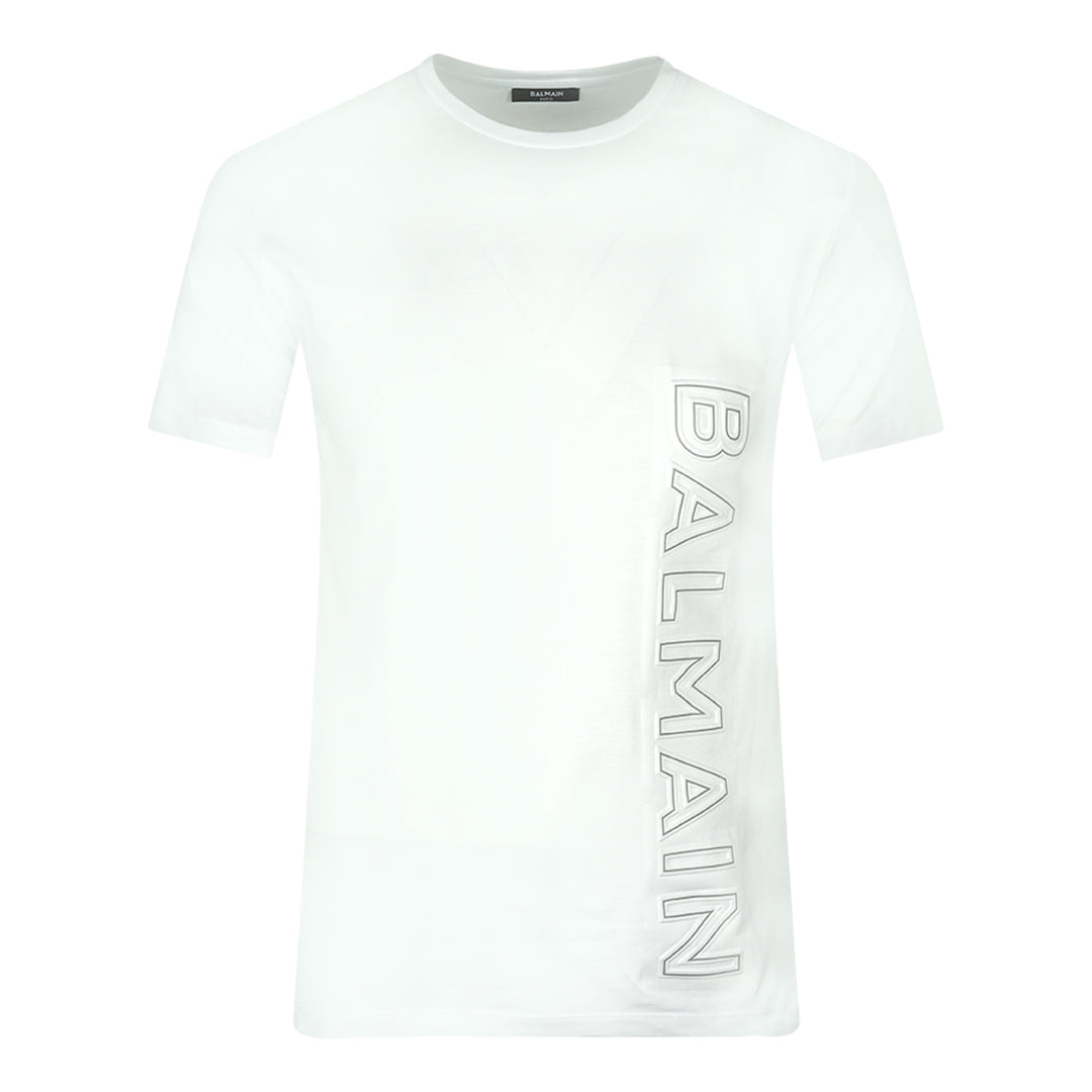 Balmain Brand Embossed Logo White T-Shirt Balmain