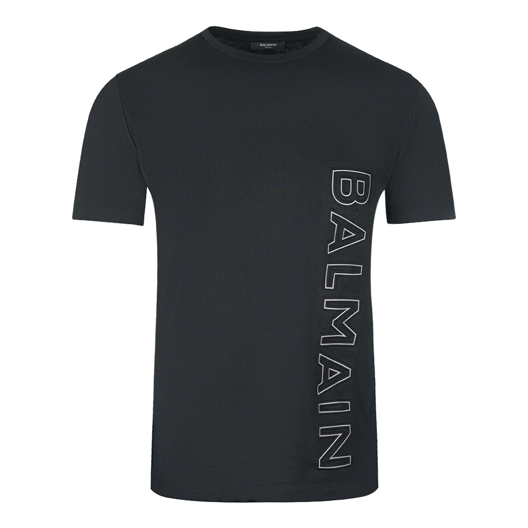 Balmain Brand Embossed Logo Black T-Shirt Balmain