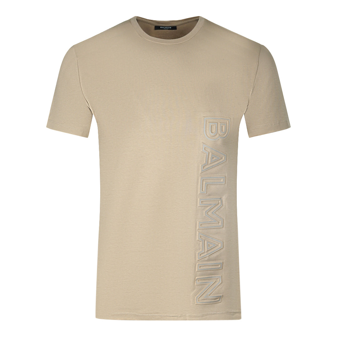 Balmain Branded Embossed Logo Sand T-Shirt - XKX LONDON