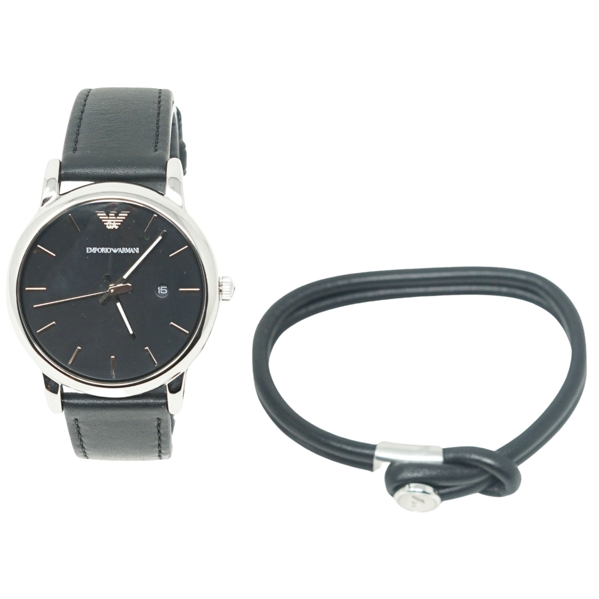 Emporio Armani Black Leather Strap Watch Emporio Armani