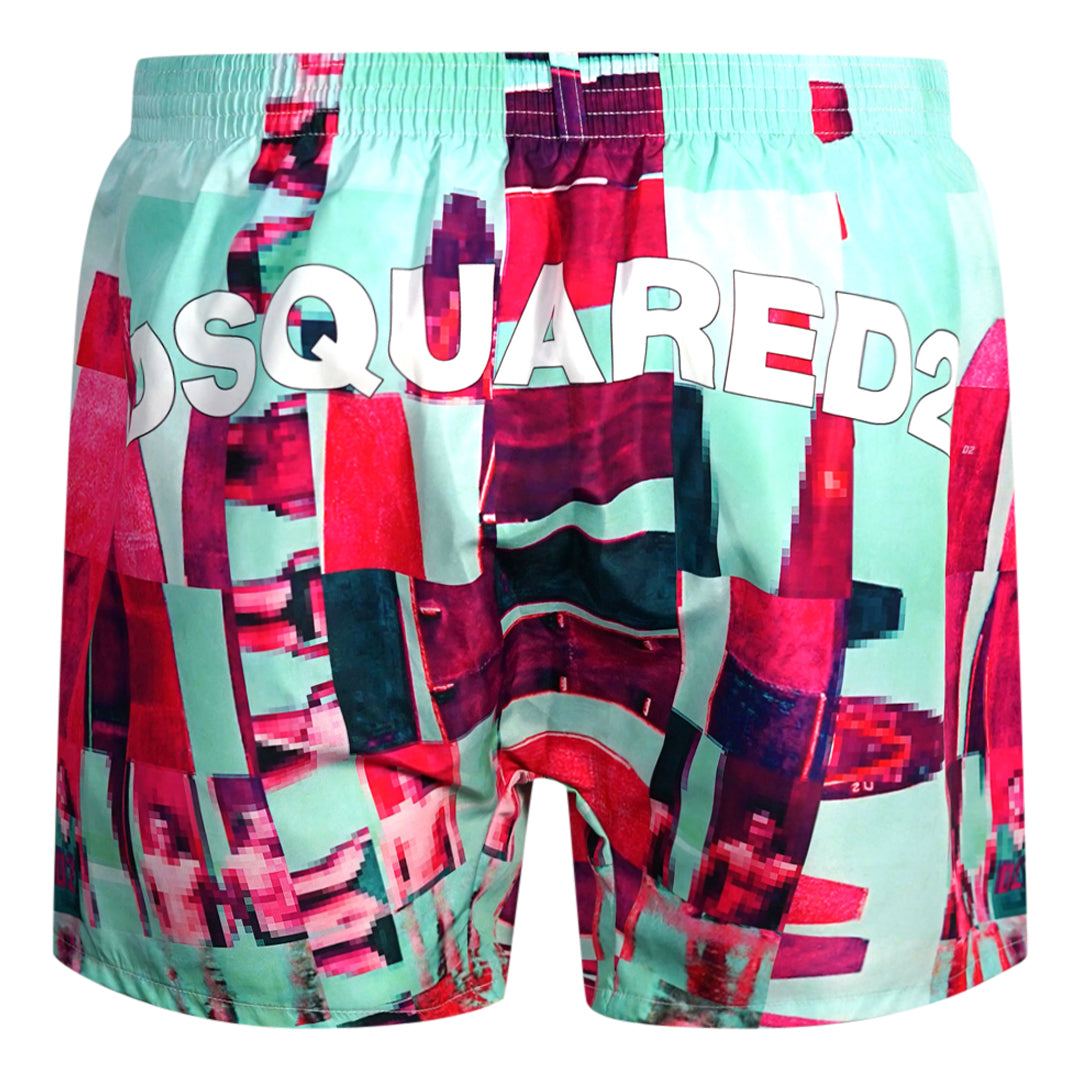 Dsquared2 Abstract Design Blue Short Swim Shorts Dsquared2