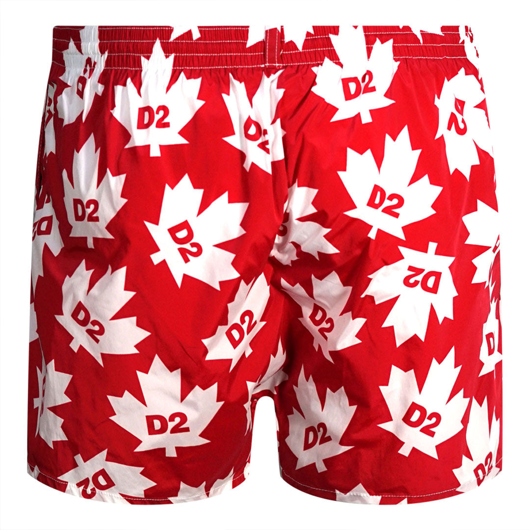 Dsquared2 All-over Maple Leaf Logo Red Swim Shorts - XKX LONDON