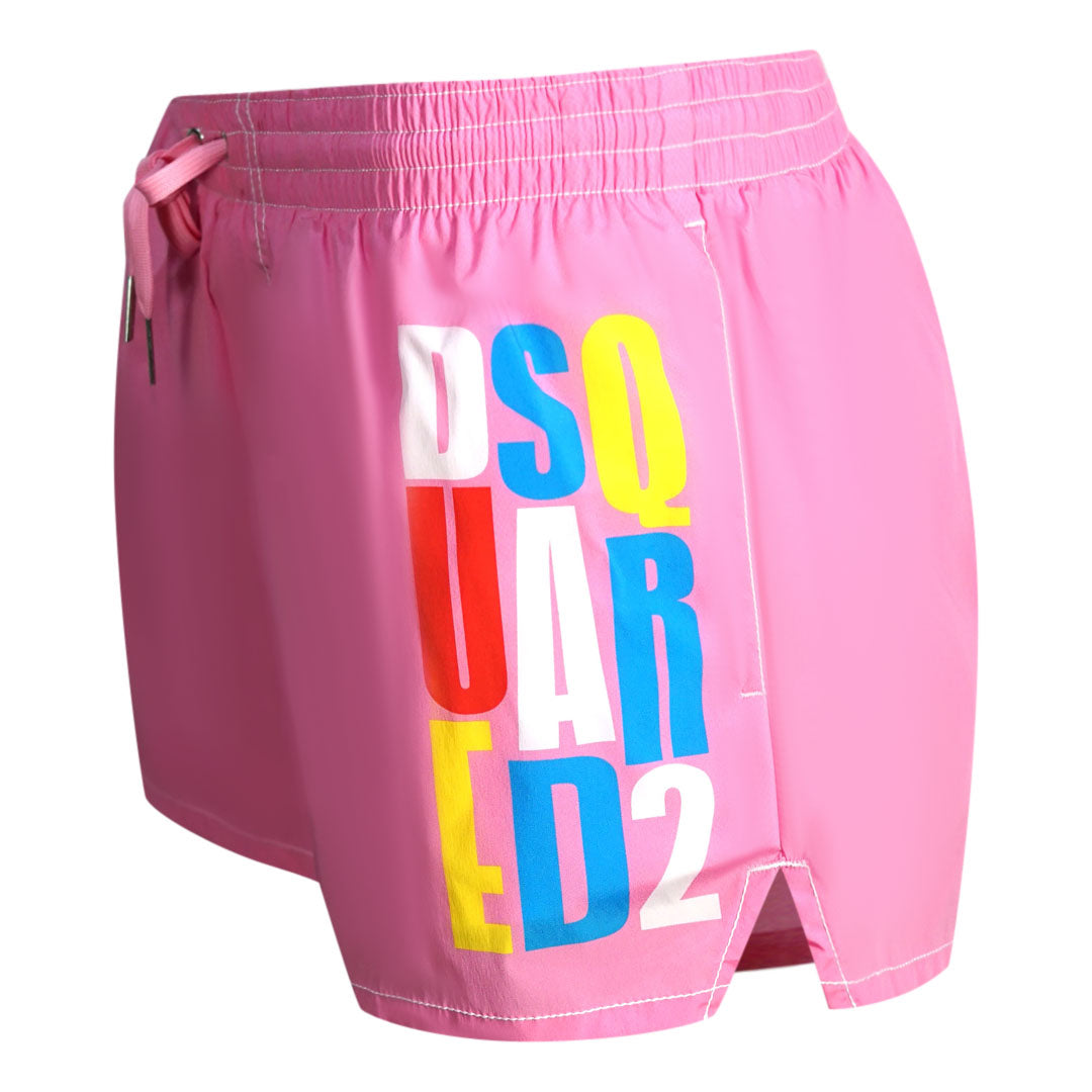 Dsquared2 Multi-Colour Block Logo Pink Swim Shorts Dsquared2