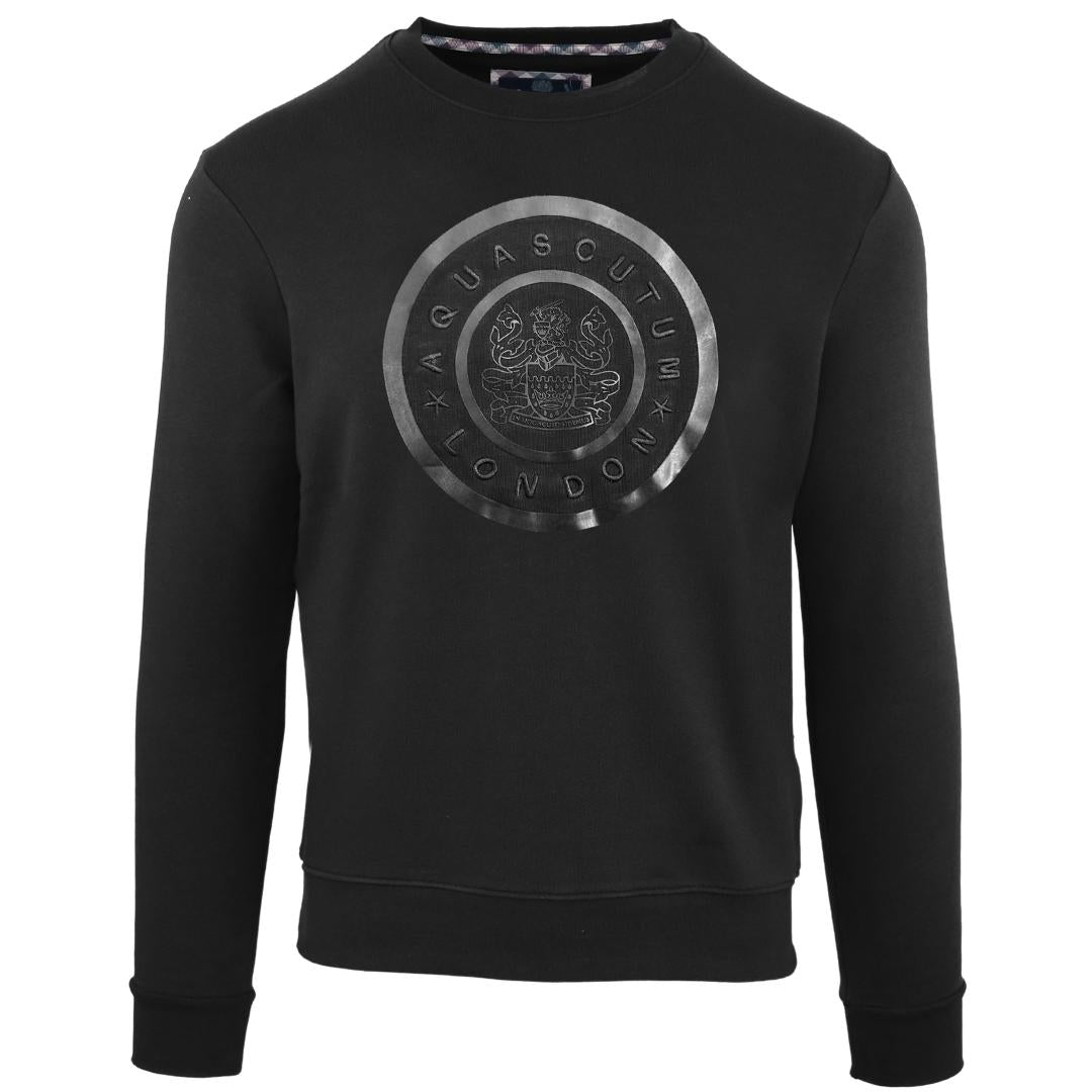 Aquascutum Monotone Large Circle Logo Black Sweatshirt