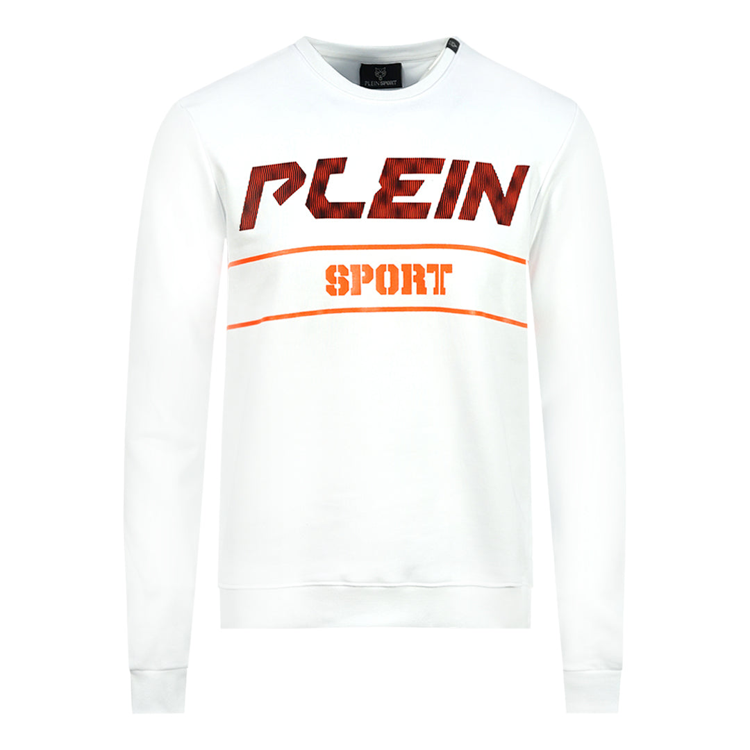 Philipp Plein Sport Orange Bold Logo White Jumper Philipp Plein Sport