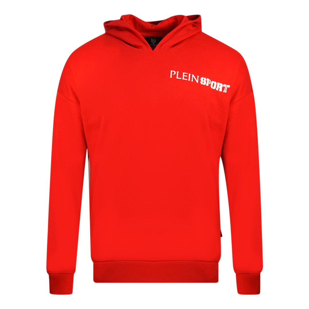 Plein Sport Block Logo On Chest Red Hoodie Philipp Plein Sport