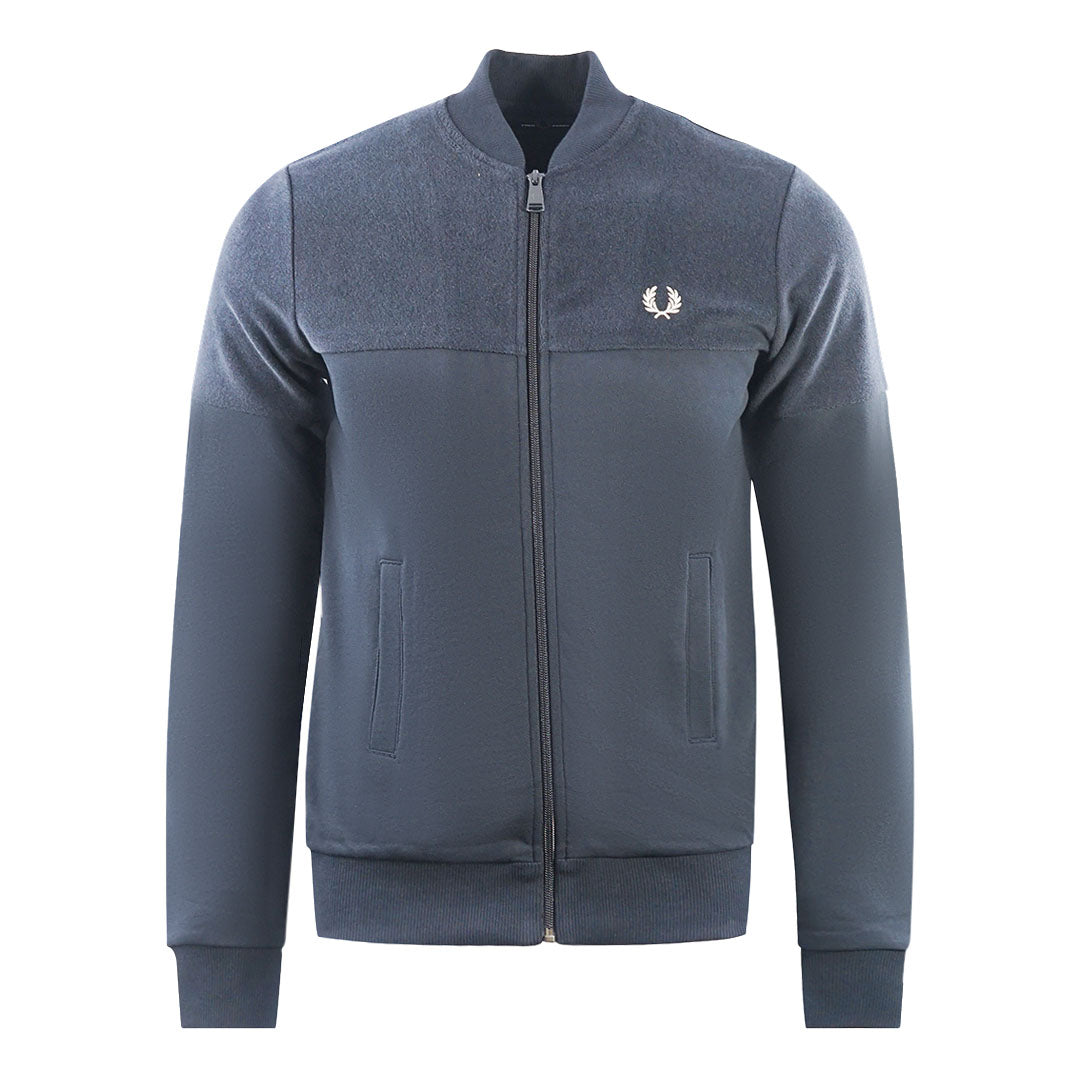 Fred Perry Towelling Panel Navy Blue Track Jacket