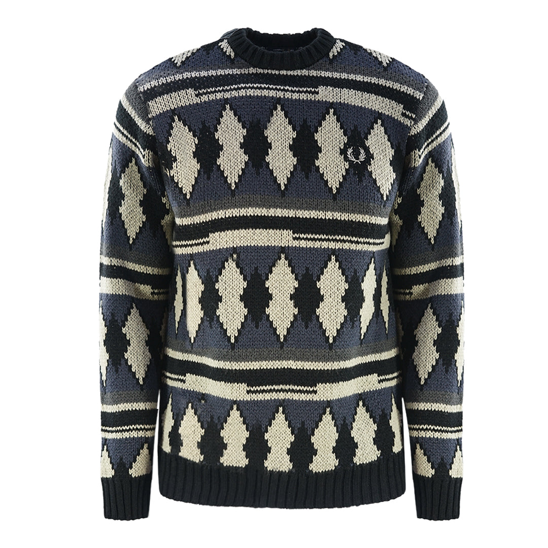 Fred Perry Chunky Jacquard Light Oyster Jumper