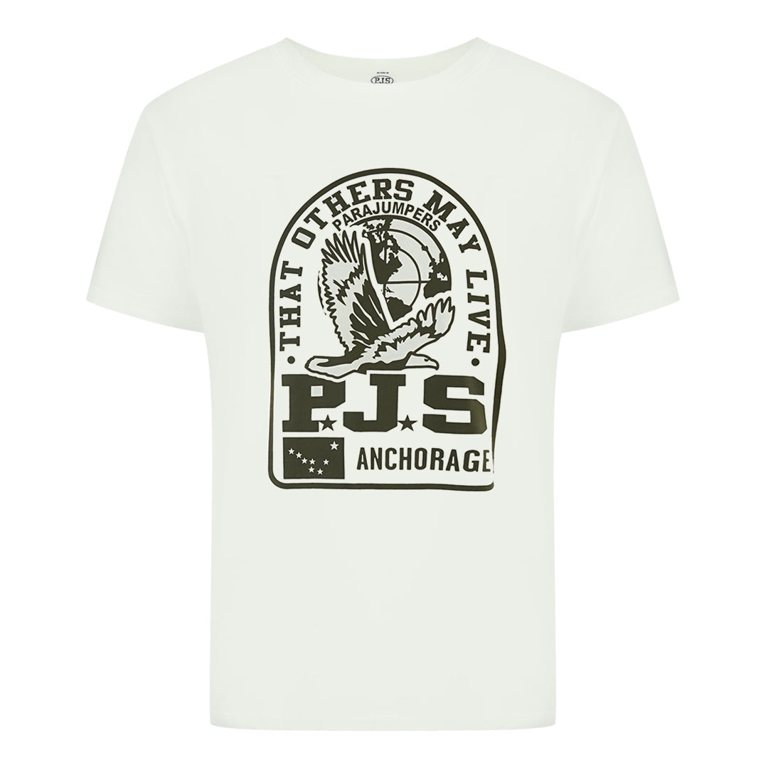 Parajumpers Nate Tee Printed Logo White T-Shirt Parajumpers