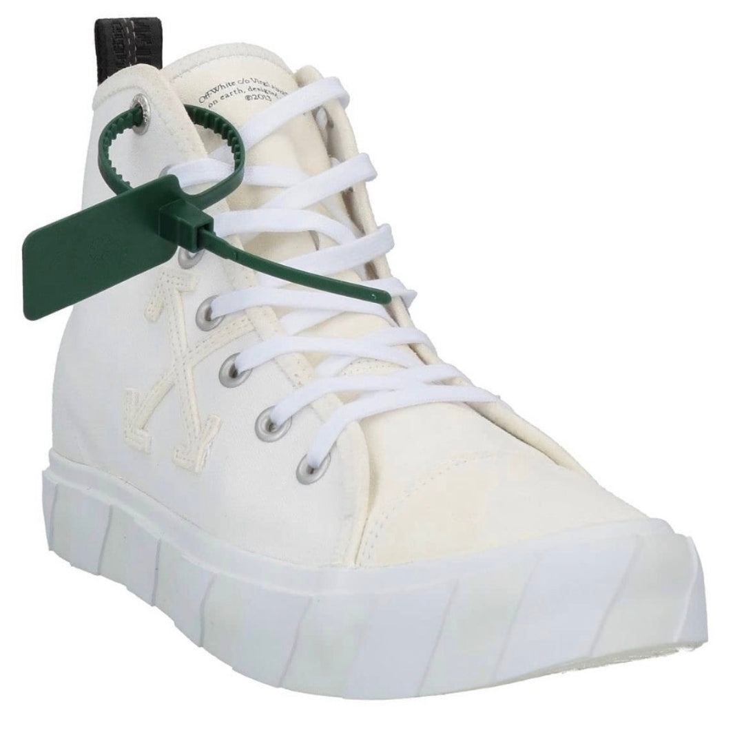 Off-White Mid Top Vulcanized Canvas White Sneakers Off-White