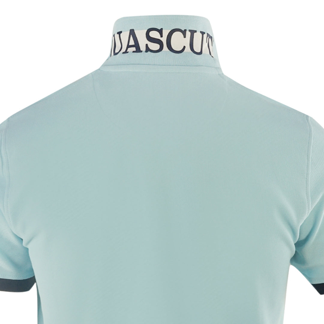 Aquascutum Branded Collar Light Blue Polo Shirt Aquascutum