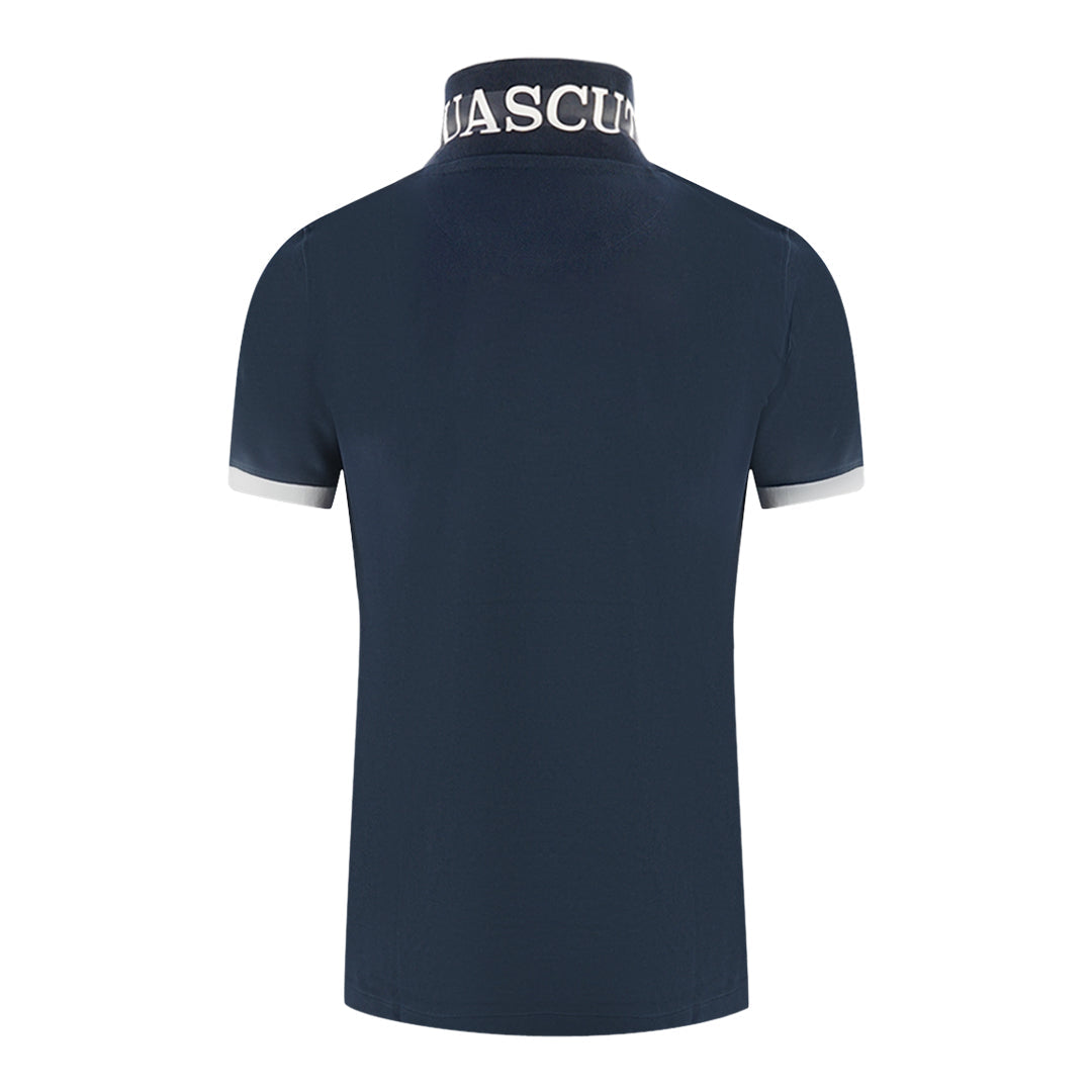 Aquascutum Branded Collar Navy Blue Polo Shirt Aquascutum