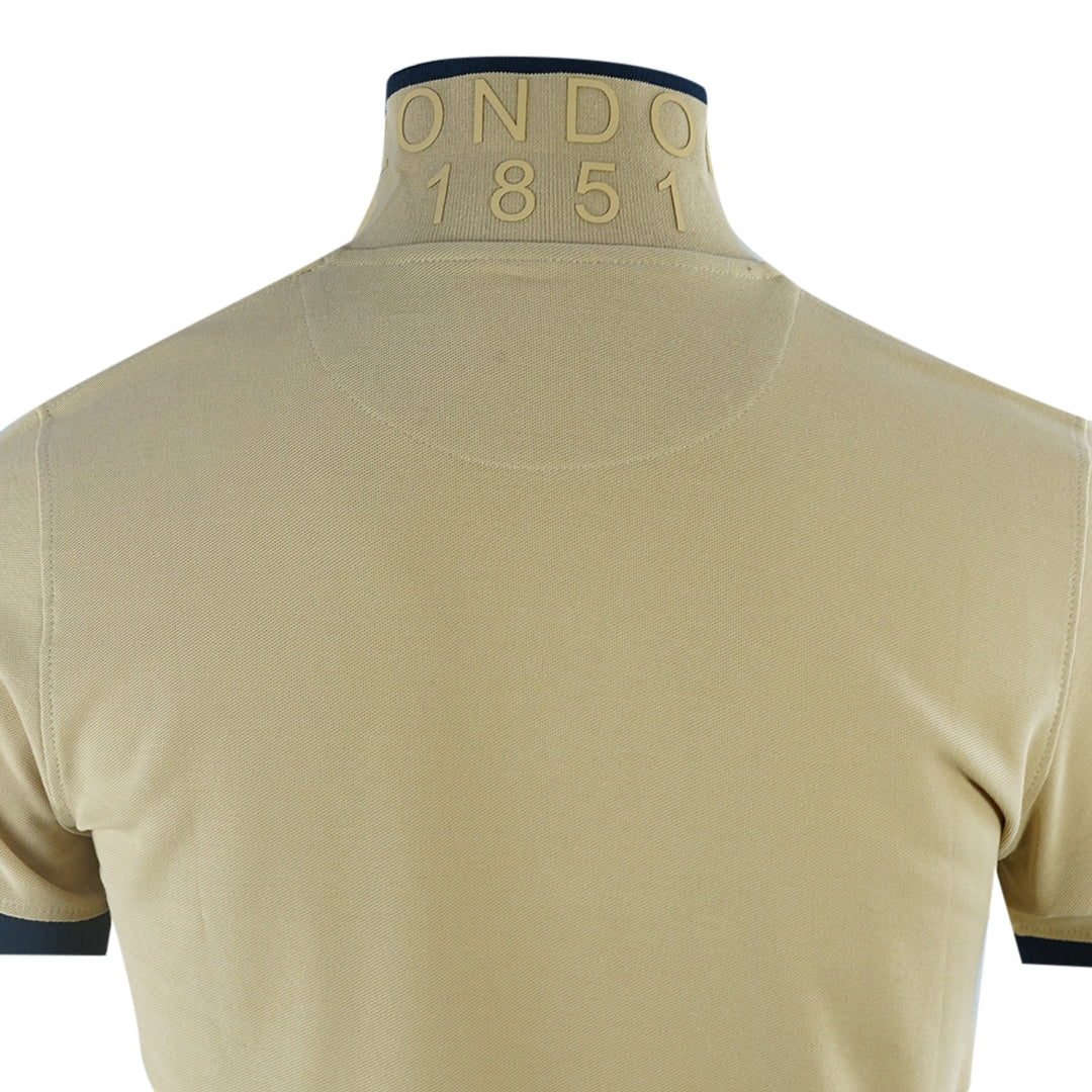Aquascutum Branded Shoulder Tipped Beige Polo Shirt Aquascutum