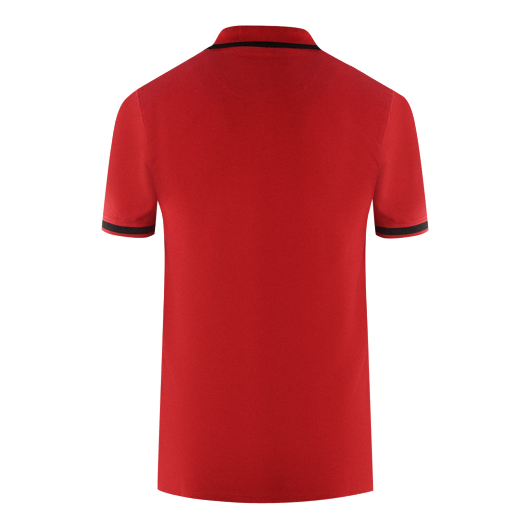 Aquascutum Branded Shoulder Tipped Red Polo Shirt Aquascutum