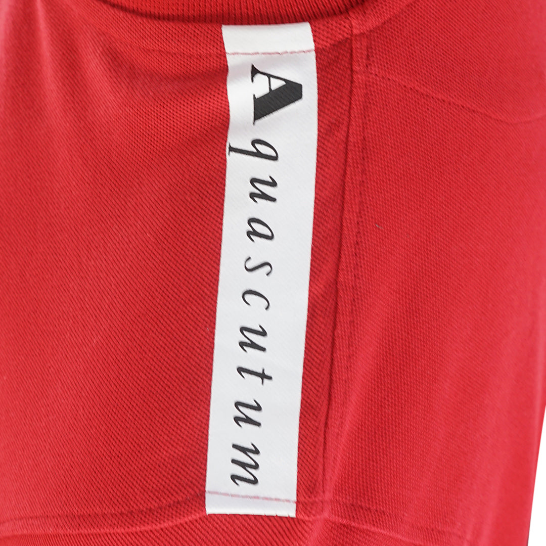 Aquascutum Branded Shoulder Tipped Red Polo Shirt Aquascutum