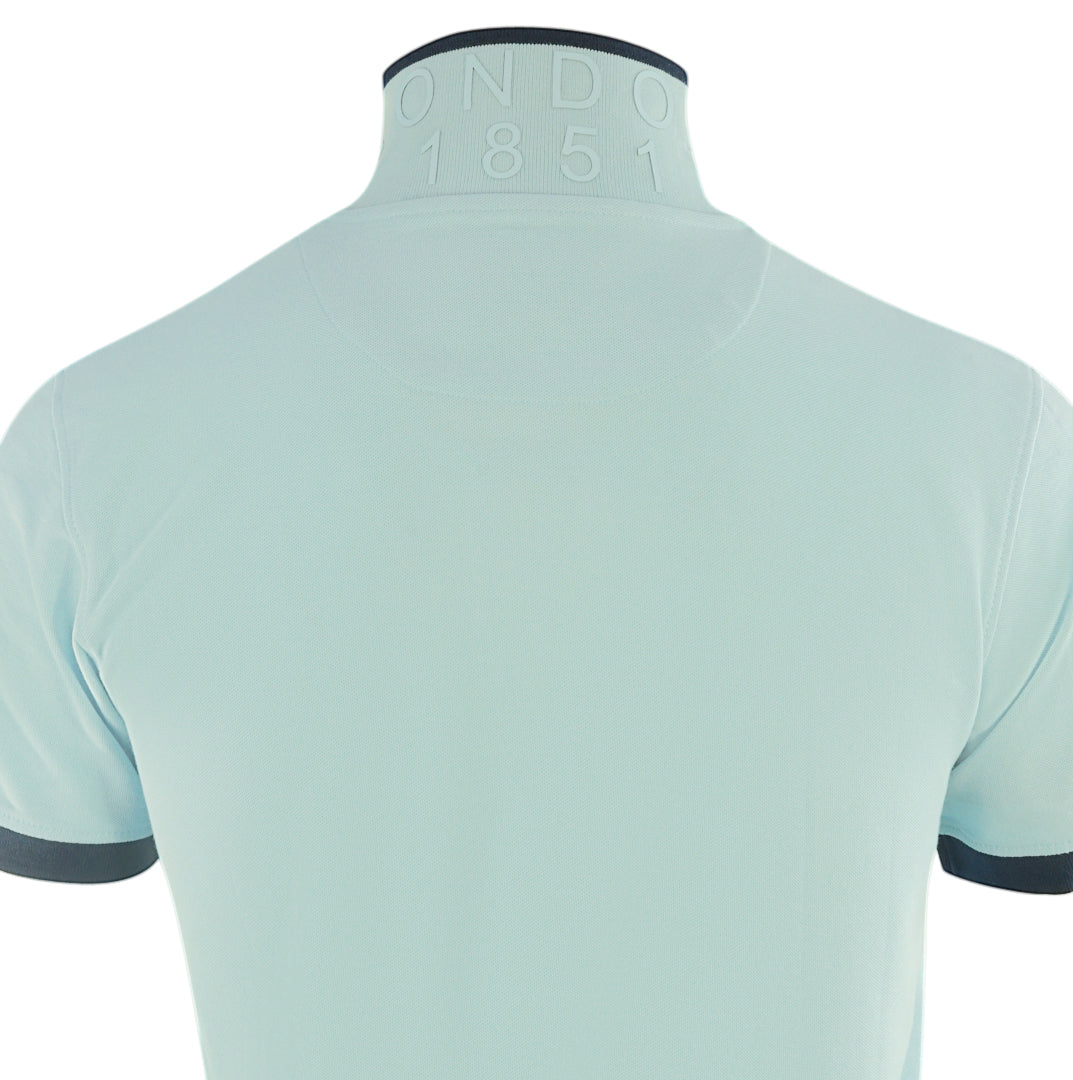 Aquascutum Branded Shoulder Tipped Light Blue Polo Shirt Aquascutum