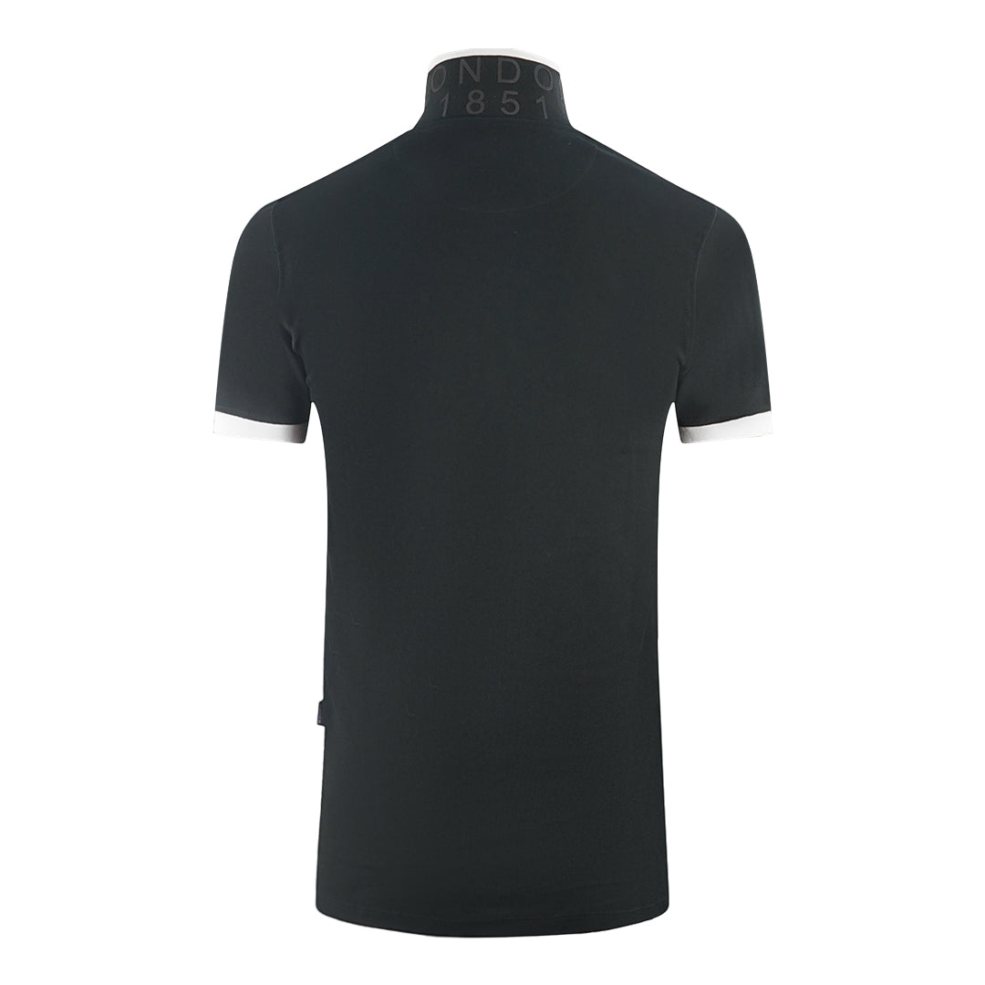 Aquascutum Branded Shoulder Tipped Black Polo Shirt Aquascutum
