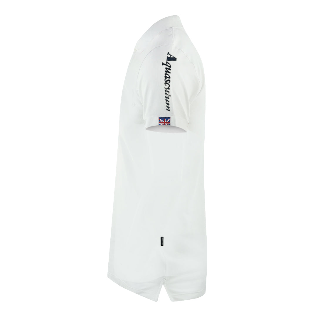 Aquascutum Branded Sleeve White Polo Shirt Aquascutum