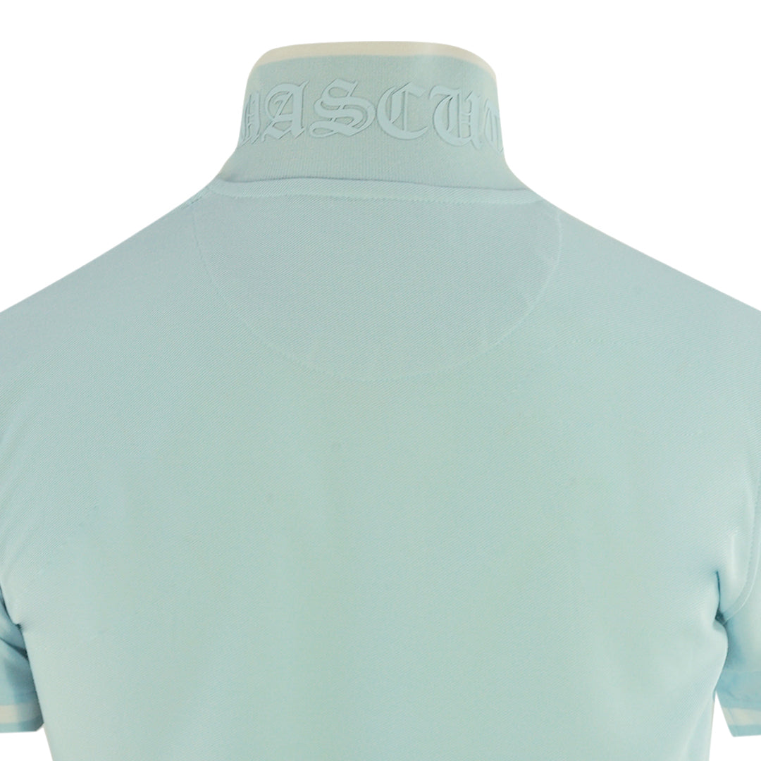 Aquascutum AQ 1851 Embroidered Tipped Light Blue Polo Shirt - XKX LONDON