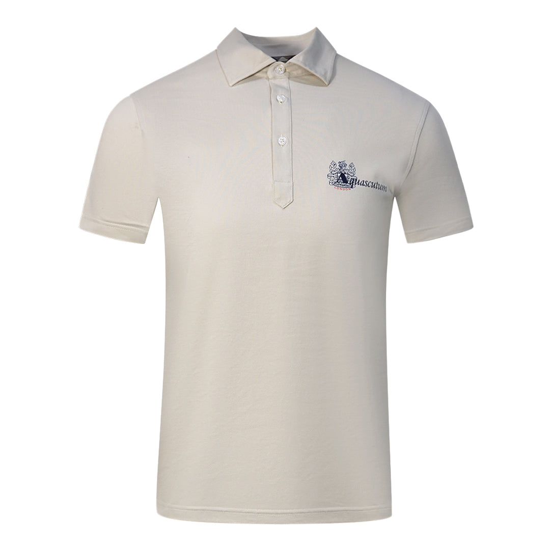 Aquascutum Aldis Brand London Logo Beige Polo Shirt