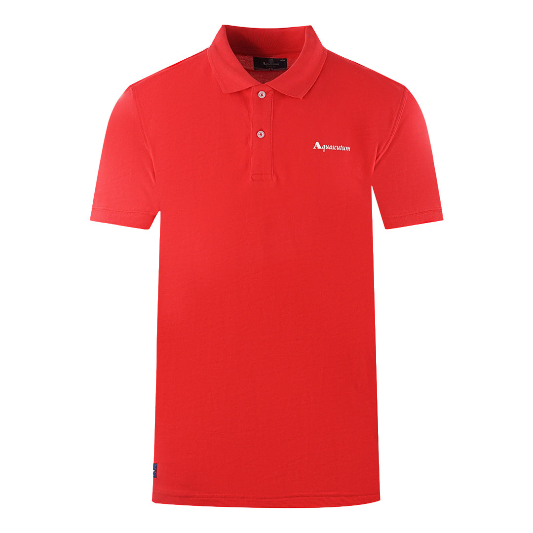 Aquascutum Brand Logo Plain Red Polo Shirt