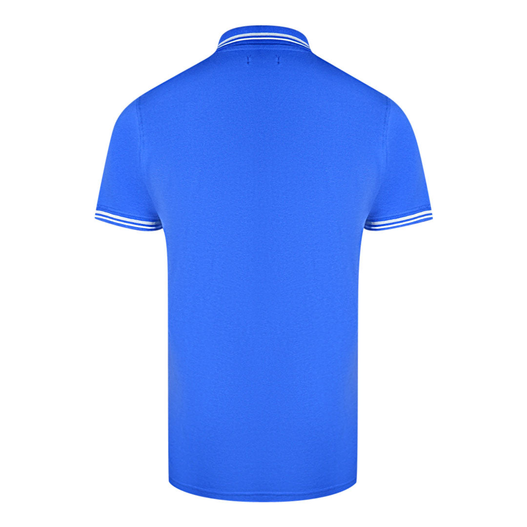 Cavalli Class Twinned Tipped Collar Blue Polo Shirt