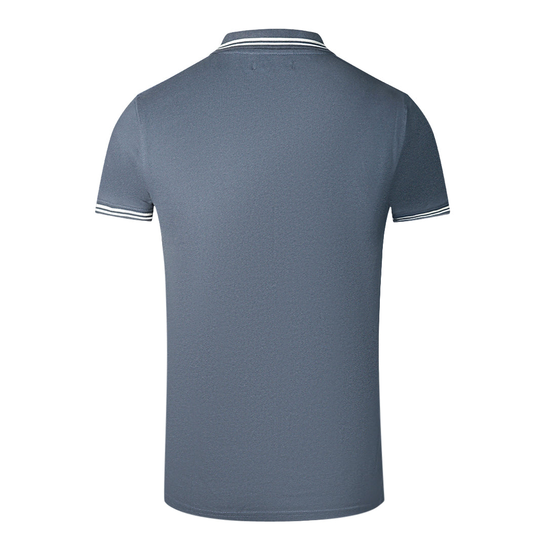Cavalli Class Twinned Tipped Collar Black Logo Navy Blue Polo Shirt