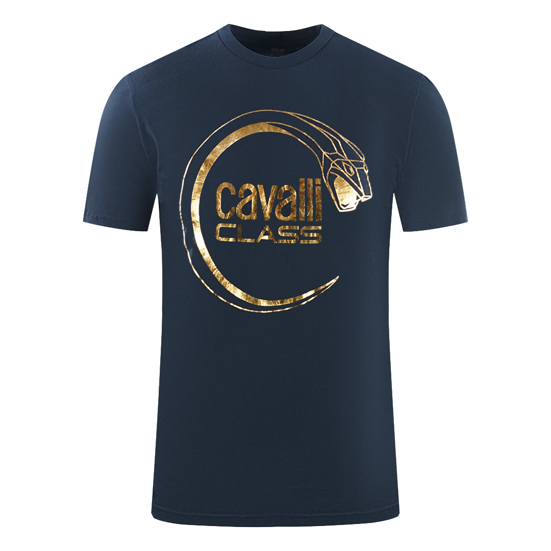 Cavalli Class Snake Peircing Logo Navy Blue T-Shirt Cavalli Class
