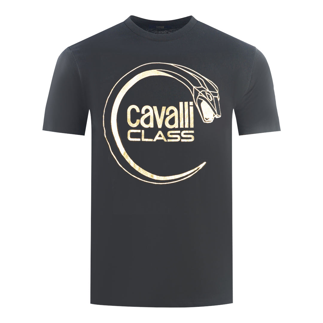 Cavalli Class Piercing Snake Logo Black T-Shirt Cavalli Class