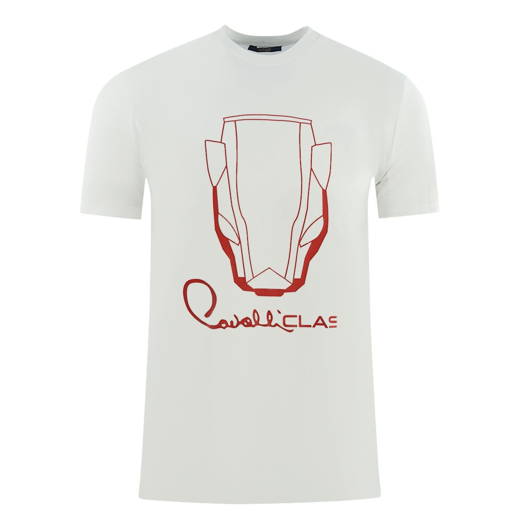 Cavalli Class Snake Head Logo White T-Shirt Cavalli Class