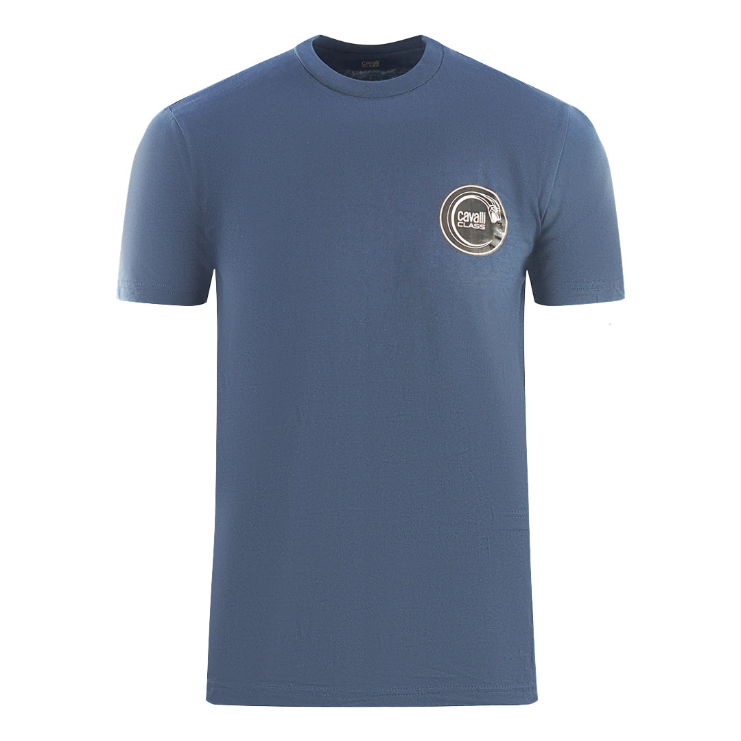 Cavalli Class Circular Snake Logo Navy Blue T-Shirt Cavalli Class