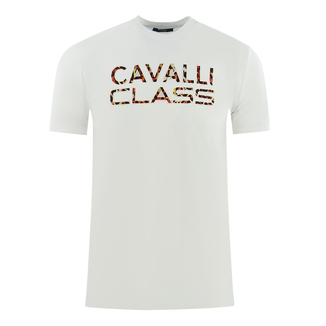 Cavalli Class Printed Logo White T-Shirt