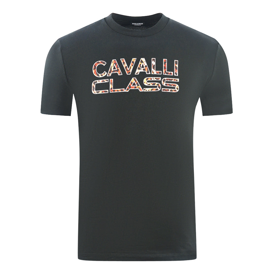 Cavalli Class Printed Logo Black T-Shirt