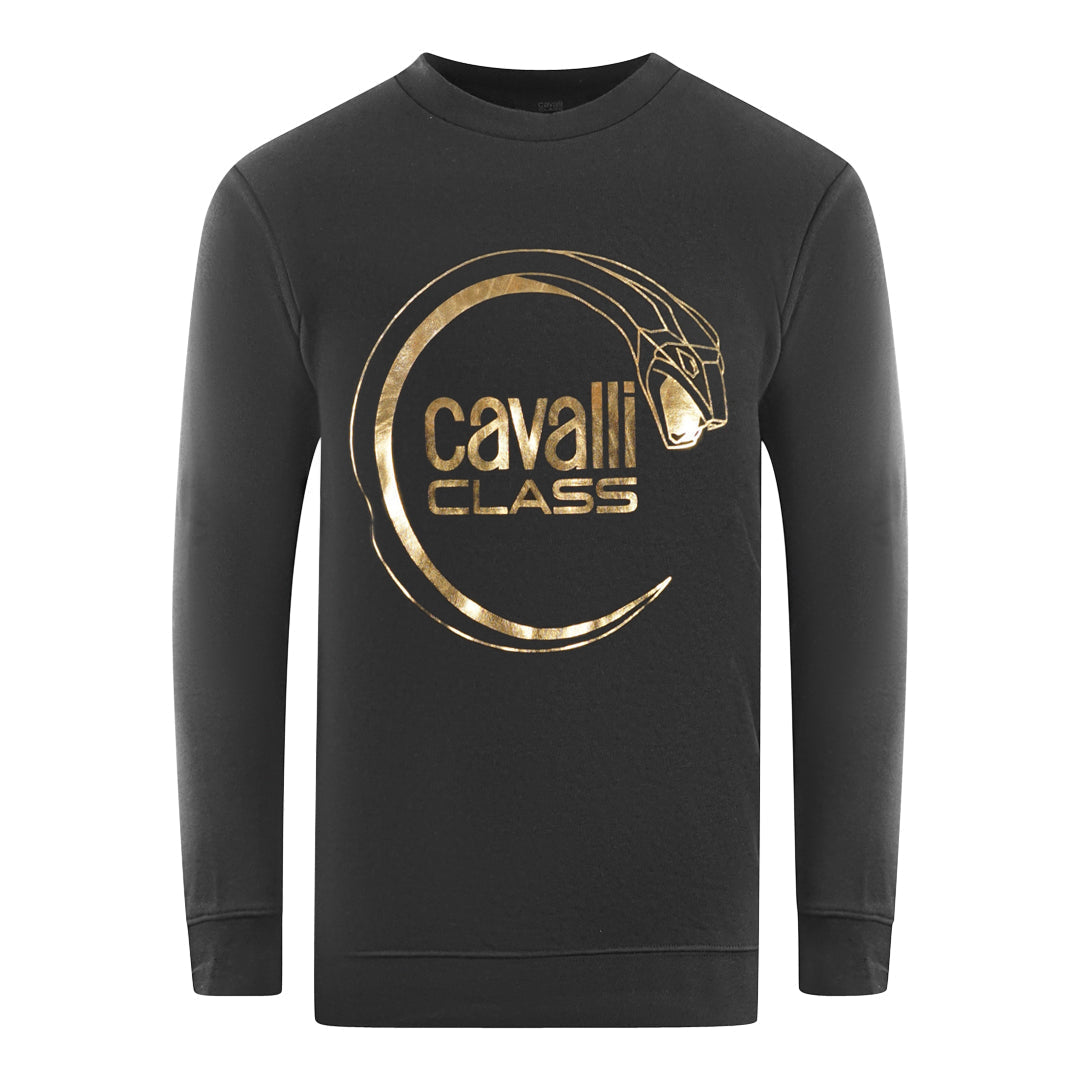 Cavalli Class Piercing Snake Logo Black Sweatshirt Cavalli Class