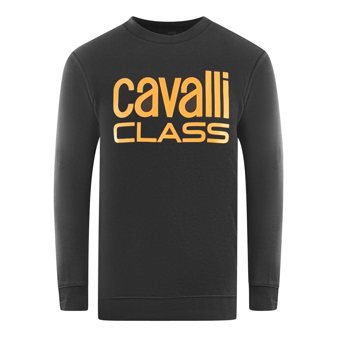 Cavalli Class Bold Brand Logo Black Sweatshirt Cavalli Class