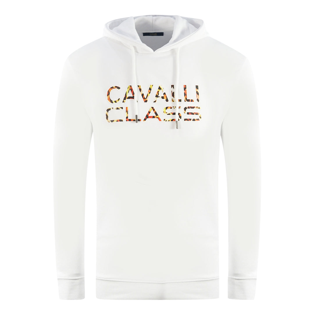Cavalli Class Brand Logo White Hoodie