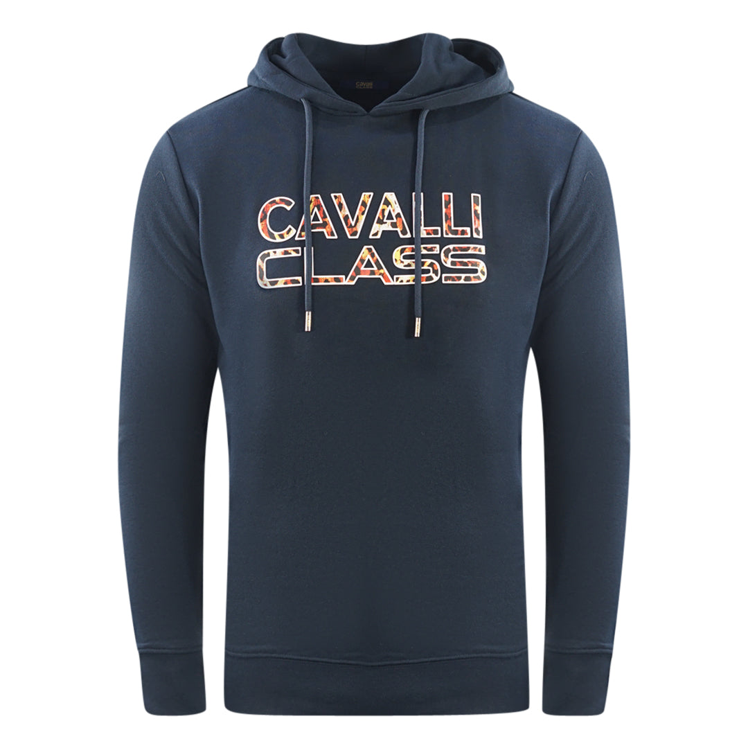 Cavalli Class Brand Logo Navy Blue Hoodie - XKX LONDON