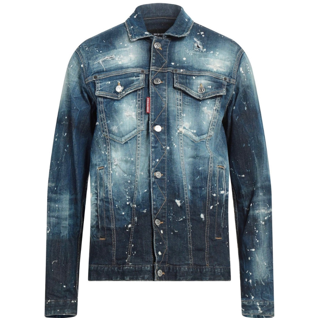 Dsquared2 Distressed Paint Effect Over Jean Denim Jacket DSquared2