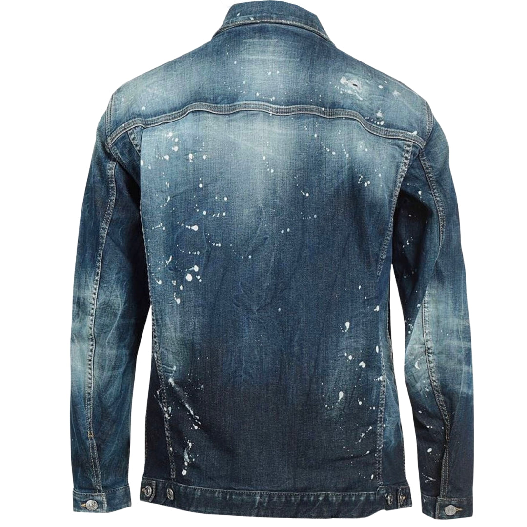 Dsquared2 Distressed Paint Effect Over Jean Denim Jacket DSquared2
