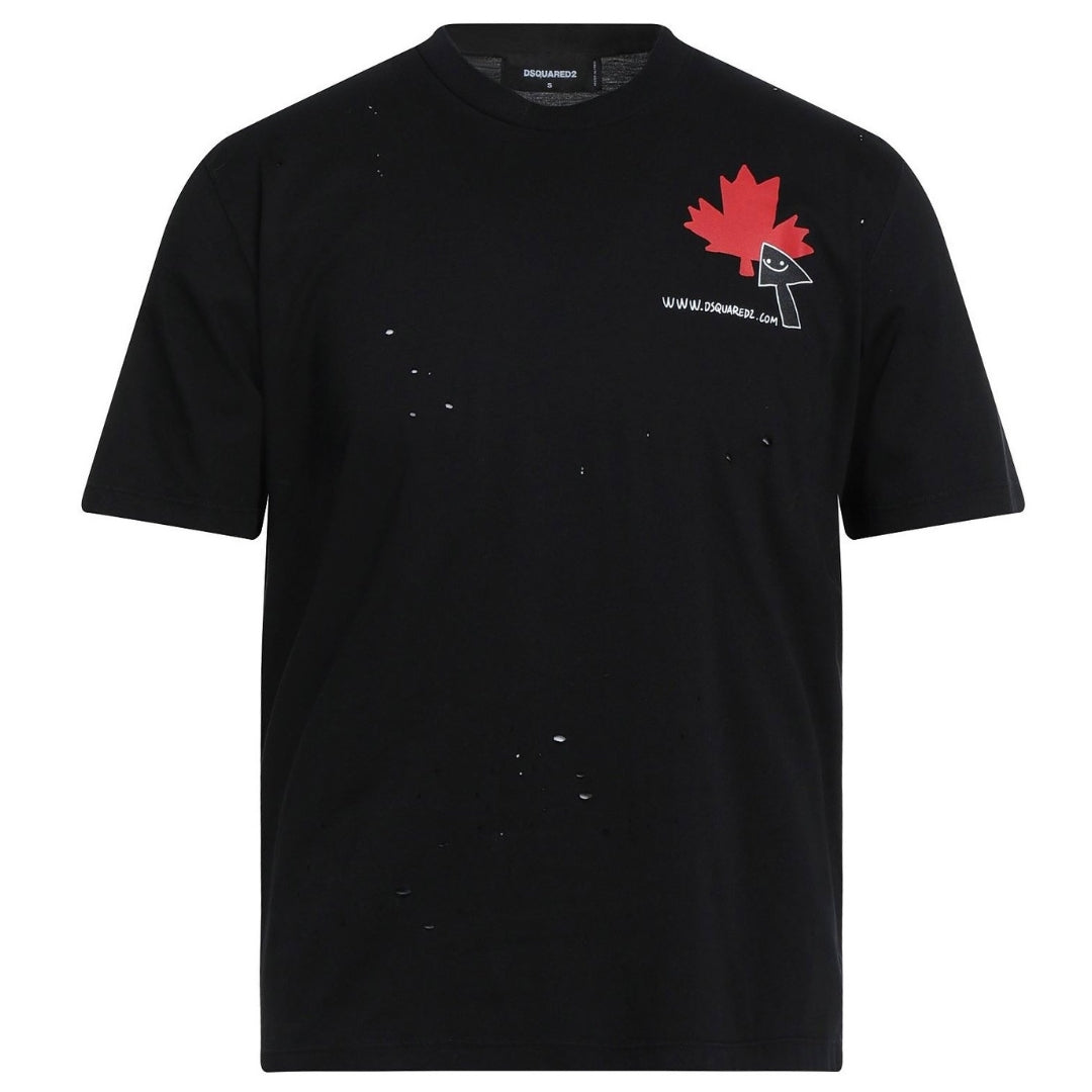 Dsquared2 Click Leaf Box Fit Black T-Shirt Dsquared2