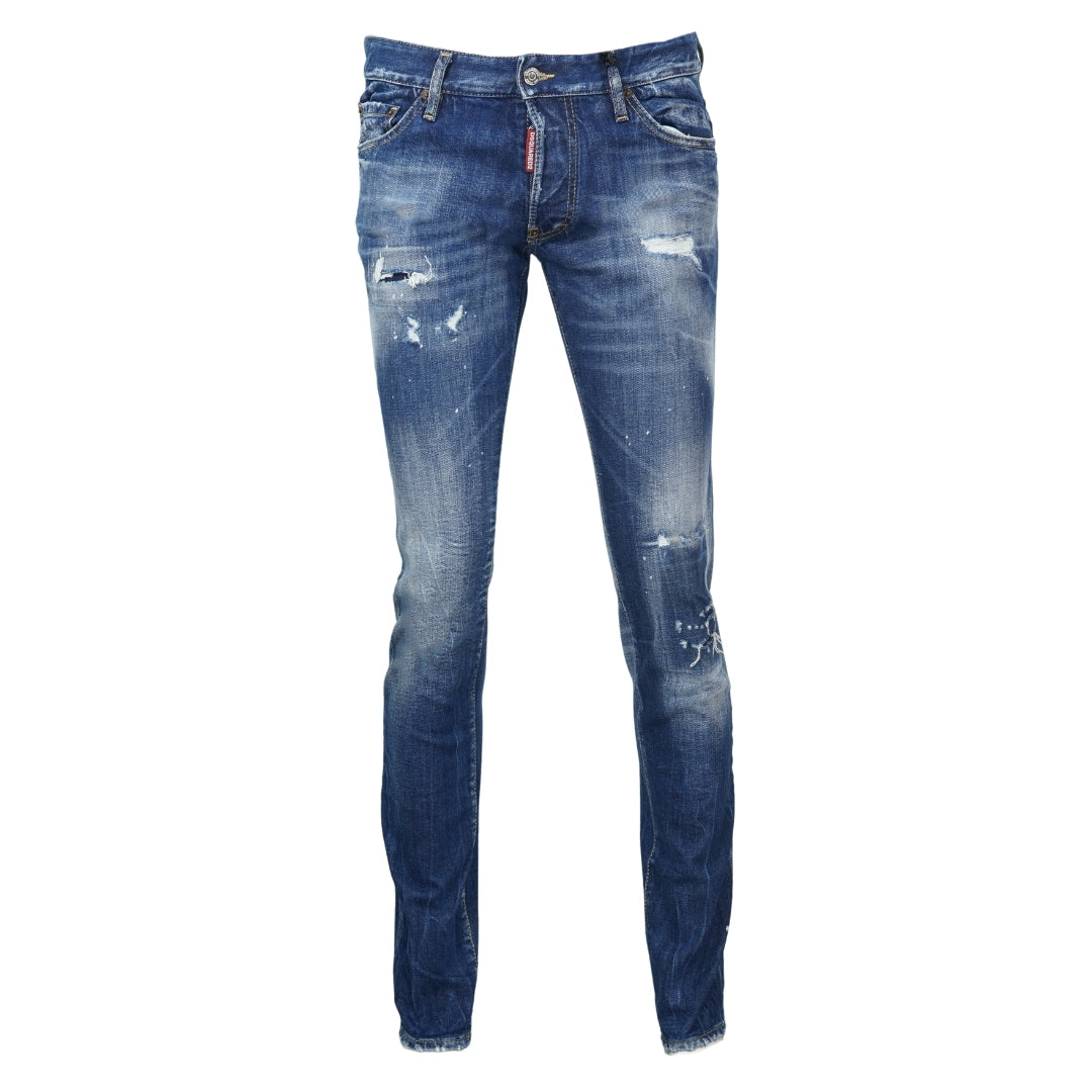 Dsquared2 Slim Jean Distressed Bleach Splatter Effect Jeans