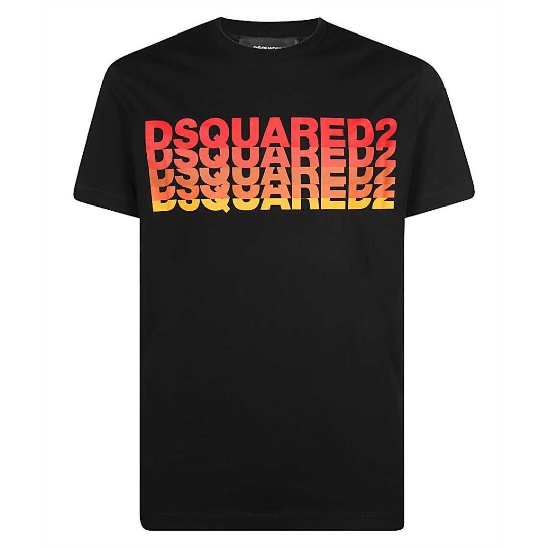 Dsquared2 Multi Brand Fading Logo Black T-Shirt Dsquared2