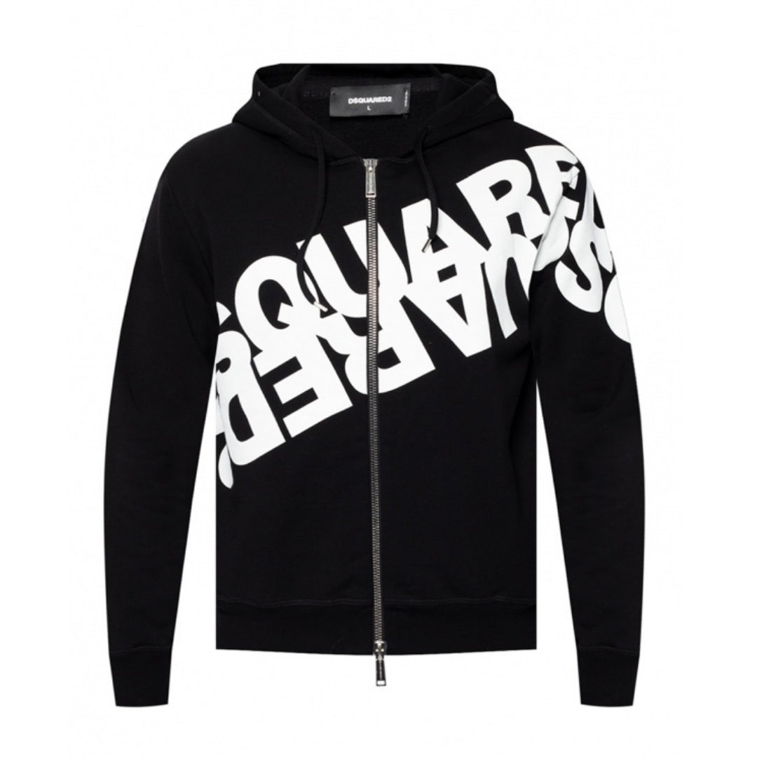 Dsquared2 Cool Fit Large Mirror Logo Black Zip Hoodie Dsquared2