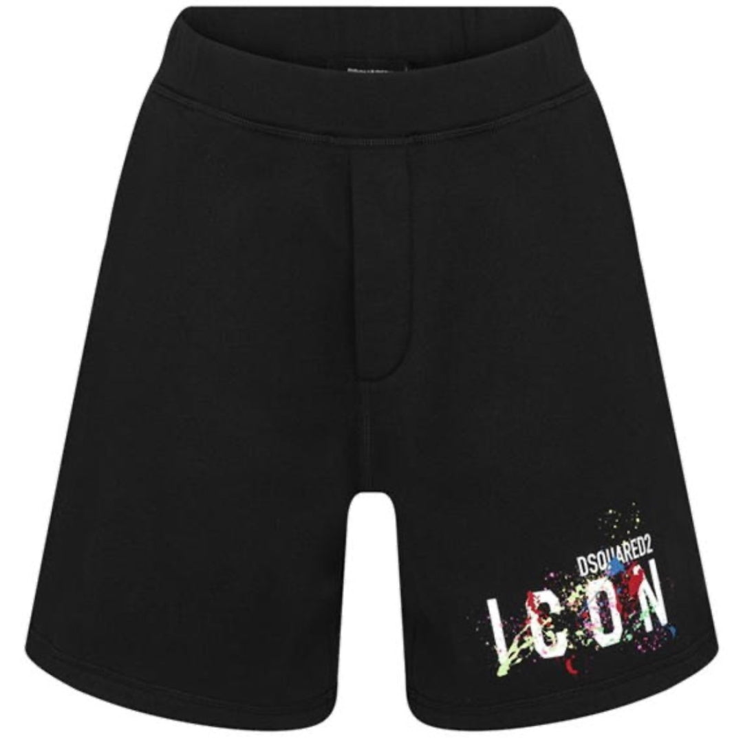 Dsquared2 Relax Fit Icon Splatter Black Jogg Shorts Dsquared2