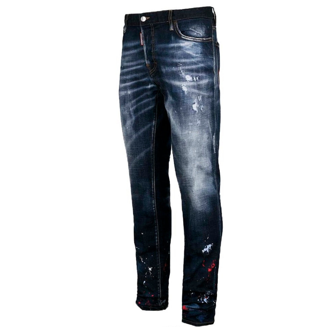 Dsquared2 Slim Jean Paint Splash Destroyed Denim Jeans